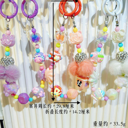New autumn and winter hairball bead string mobile phone chain exquisite doll mobile phone hanging chain blind box hand-painted bead keychain women's accessories