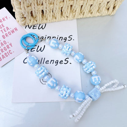 Creative cheese bead string mobile phone chain, Xiaohongshu same mobile phone case, car keychain, bag anti-loss bead string pendant