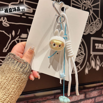 Cross-border cartoon flocked rabub backpack pendant doll desktop three-dimensional ornament keychain pendant couple gift