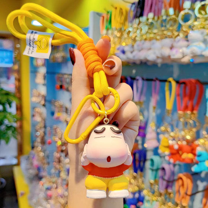 Creative cartoon crayon small new keychain cute exquisite doll women's wrist rope anti-lost chain bag mobile phone pendant