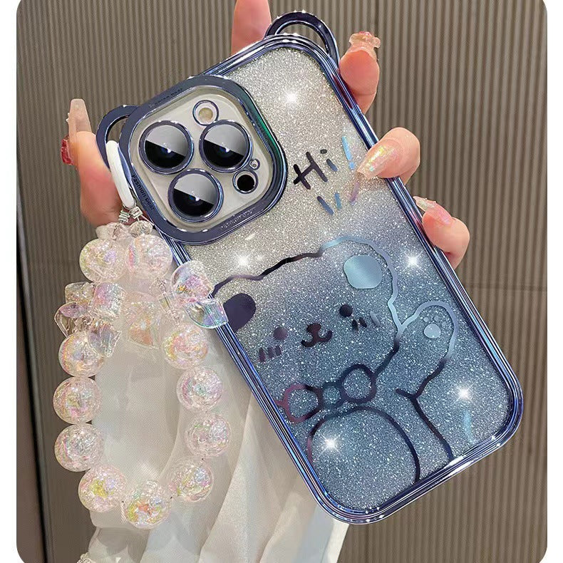 New Korean style ins color-plated burst beads beaded bows mobile phone pendant pendant bag pendant key pendant