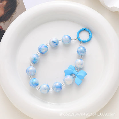 New Korean style ins mixed color bow bead string mobile phone case pendant, bag, key pendant DIY gradual change beads