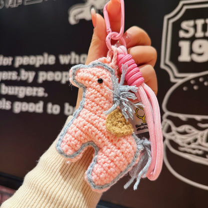 New cartoon horse mascot wool crocheted pony accessories jewelry keychain pendant New Year's gift
