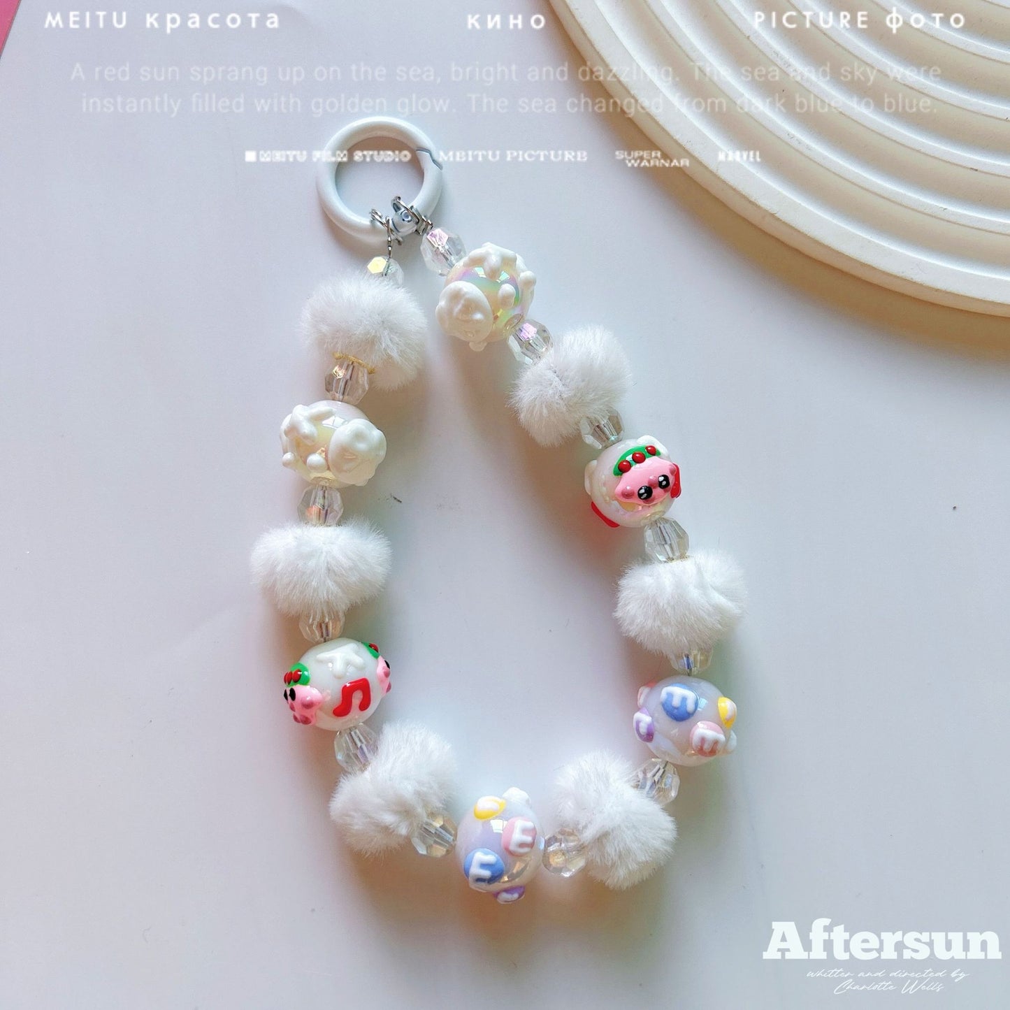 New autumn and winter hairball ring hand-painted beads, mobile phone chain beads, car keychain pendant, bag accessories, live broadcast of the same style