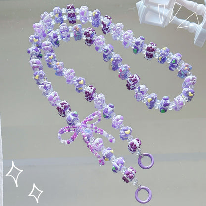 New hand-painted bead string oblique span bag chain long mobile phone chain pendant beaded mobile phone strap extension chain