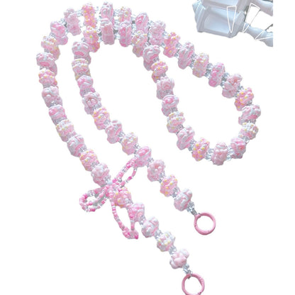 New hand-painted bead string oblique span bag chain long mobile phone chain pendant beaded mobile phone strap extension chain