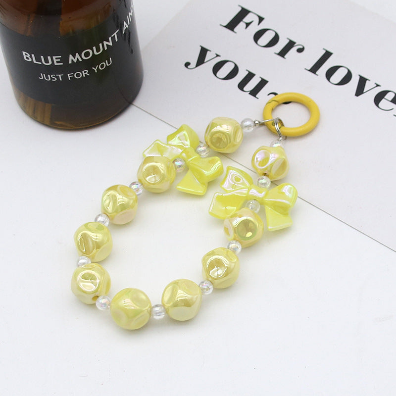 Small fresh candy color fig bead string mobile phone chain pendant headphone bag accessories DIY keychain pendant anti-loss