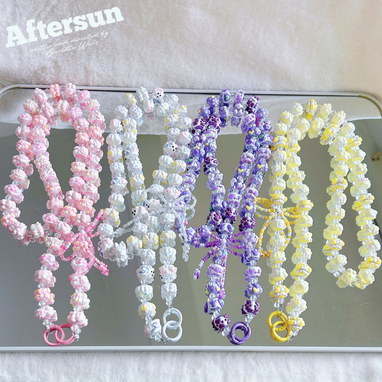 New hand-painted bead string oblique span bag chain long mobile phone chain pendant beaded mobile phone strap extension chain