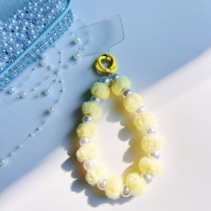 Winter new pom-pom bead string mobile phone chain high-end exquisite mobile phone case bag pendant bag extension chain jewelry