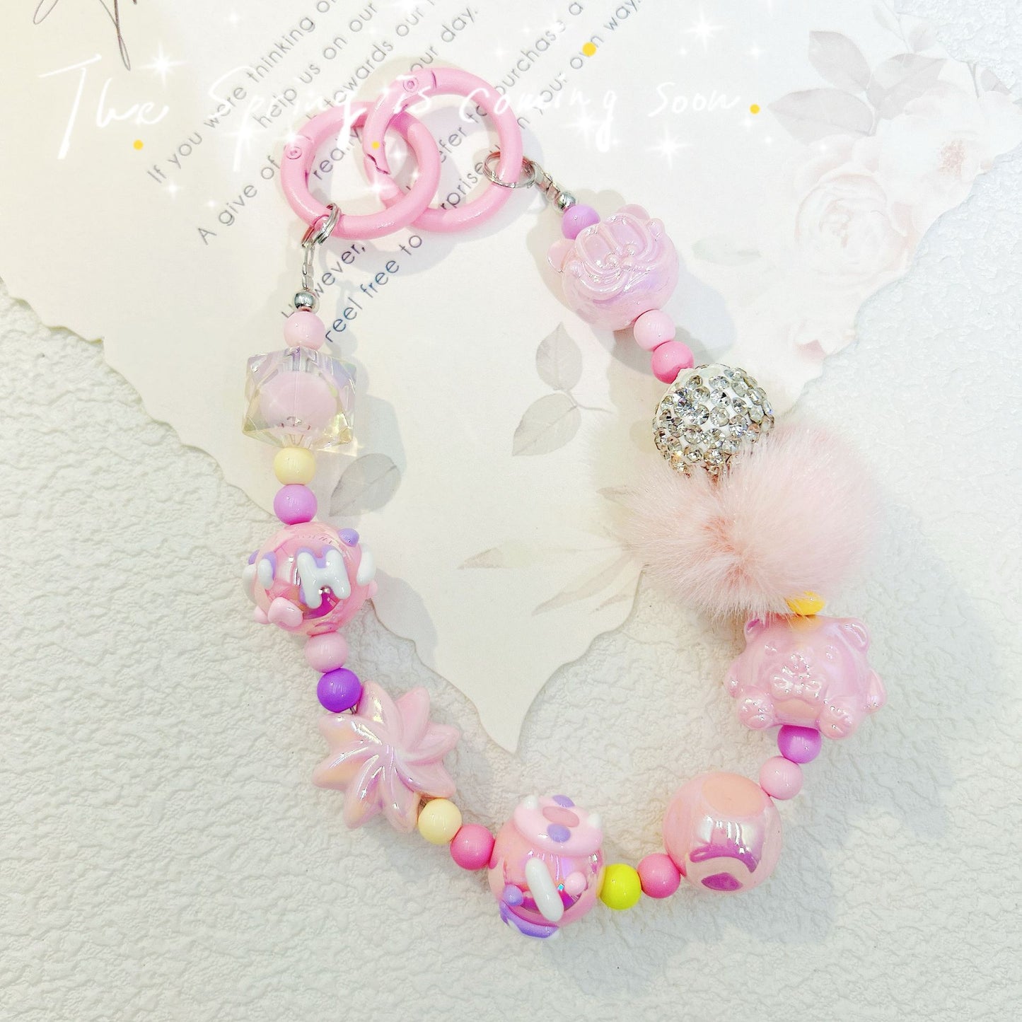 New autumn and winter hairball bead string mobile phone chain exquisite doll mobile phone hanging chain blind box hand-painted bead keychain women's accessories