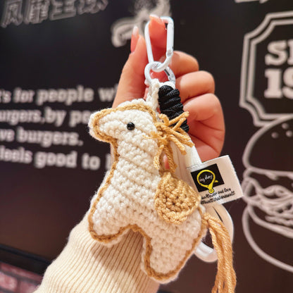New cartoon horse mascot wool crocheted pony accessories jewelry keychain pendant New Year's gift