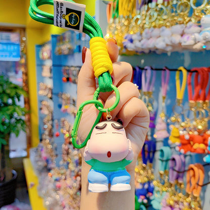 Creative cartoon crayon small new keychain cute exquisite doll women's wrist rope anti-lost chain bag mobile phone pendant