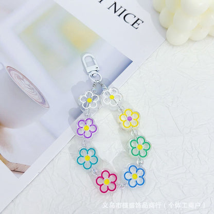 Dripping flower mobile phone chain earphone bag mobile phone case pendant luggage car keychain pendant DIY bead chain