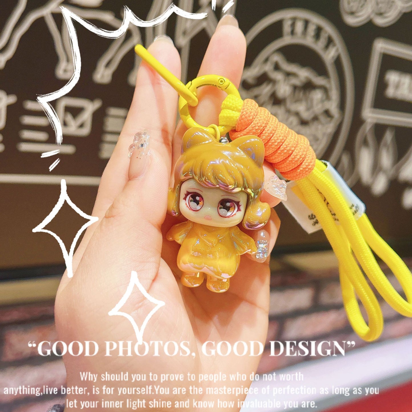 Original electroplating vitality girl tide play jewelry pendant keychain bag pendant