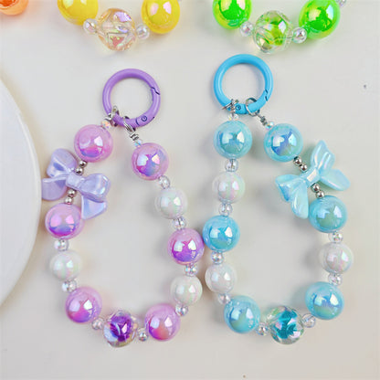 Internet celebrity fig beads electroplated bow bead string mobile phone case ornaments luggage accessories car key chain pendants