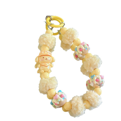 Autumn and winter hairball beads string mobile phone chain Sanrio cute car keychain mobile phone case pendant bag decoration wholesale