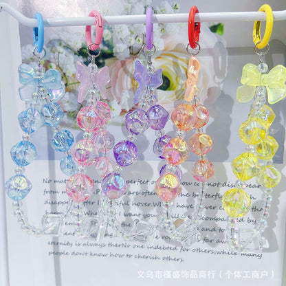 New high-transparency fig mobile phone chain pendant, candy-colored bead string key, earphone bag pendant, creative couple accessories.