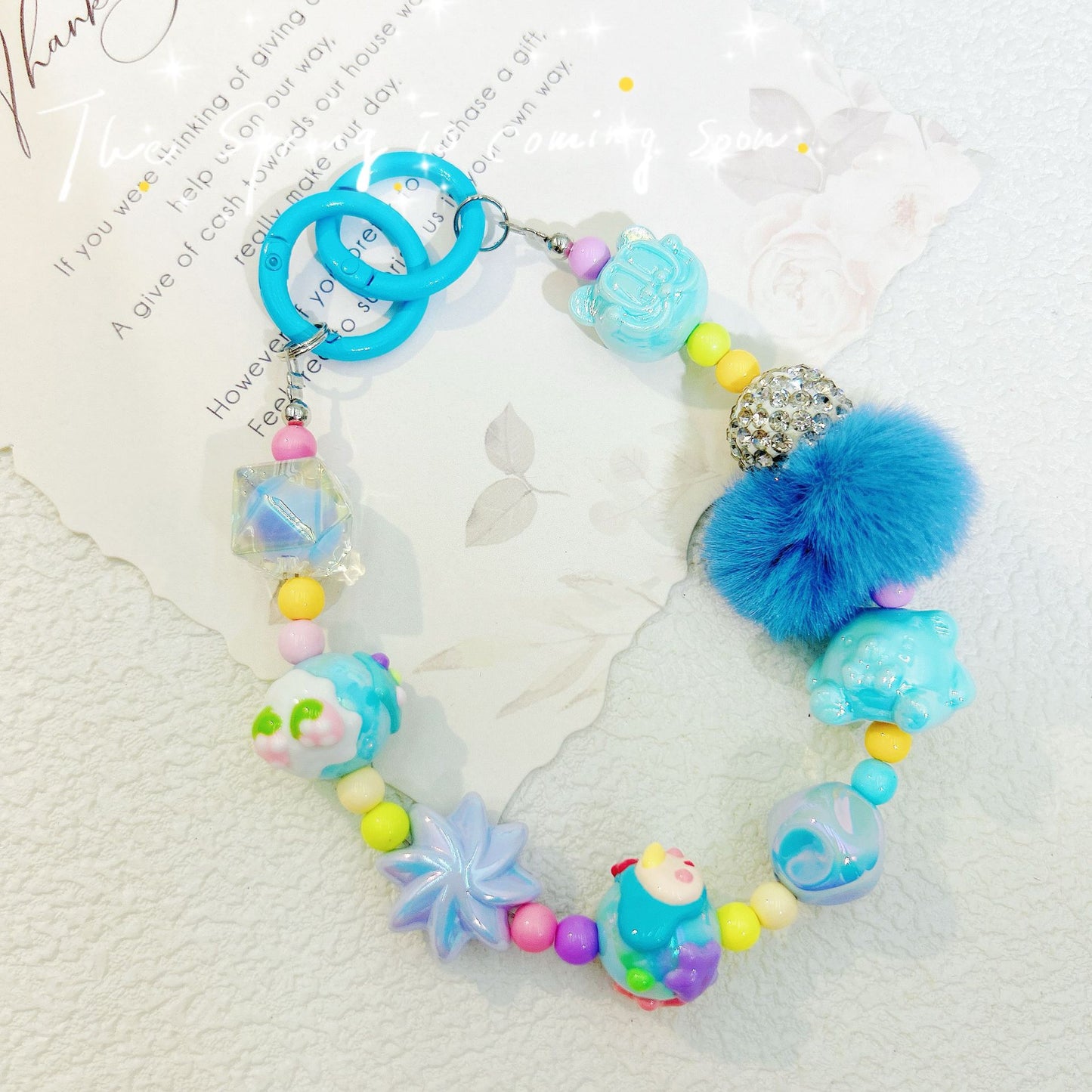 New autumn and winter hairball bead string mobile phone chain exquisite doll mobile phone hanging chain blind box hand-painted bead keychain women's accessories