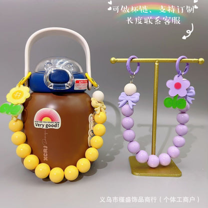 New cartoon cute acrylic flower mobile phone chain Xiaohongshu same student water cup hanging chain luggage accessories