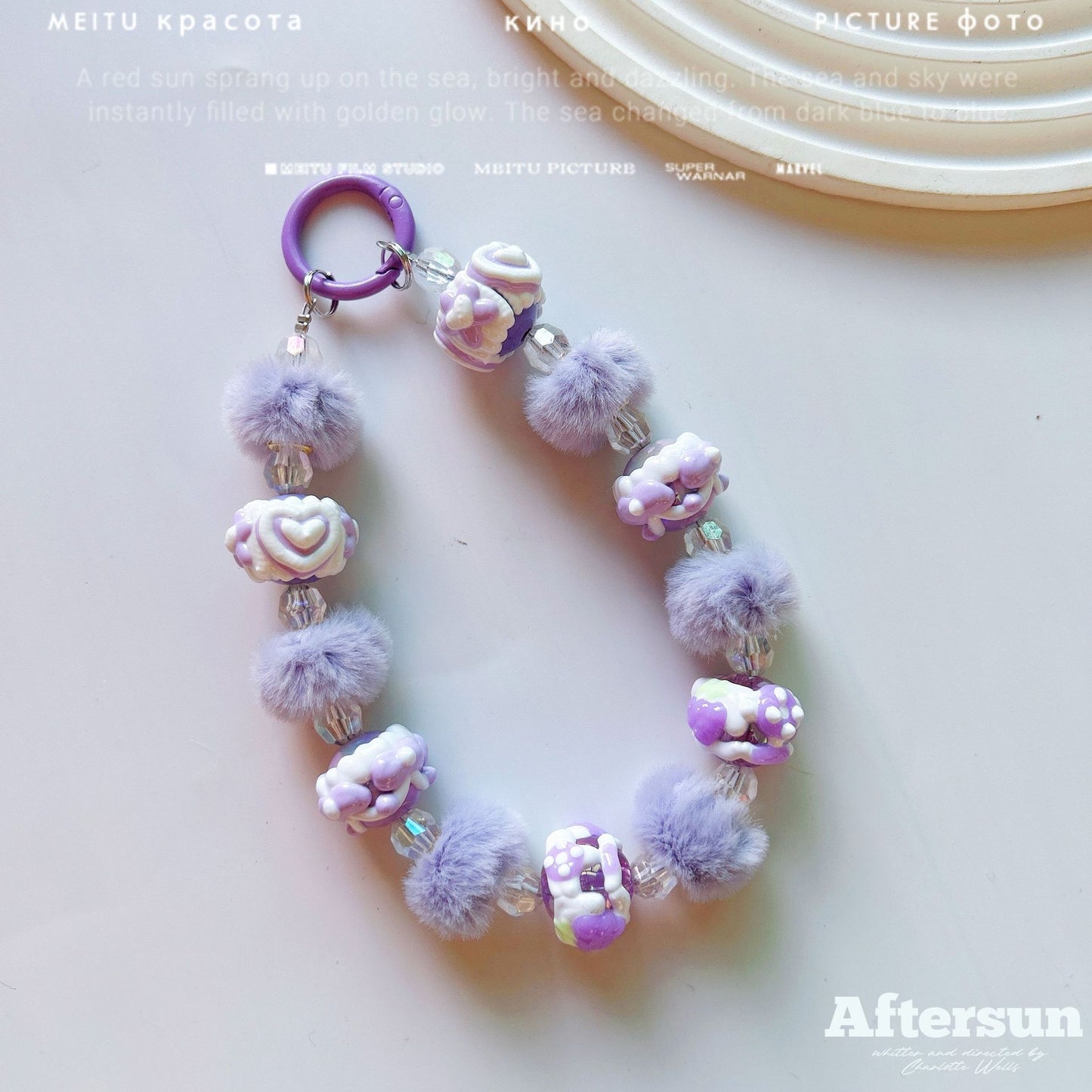 New autumn and winter hairball ring hand-painted beads, mobile phone chain beads, car keychain pendant, bag accessories, live broadcast of the same style