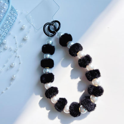 Winter new pom-pom bead string mobile phone chain high-end exquisite mobile phone case bag pendant bag extension chain jewelry