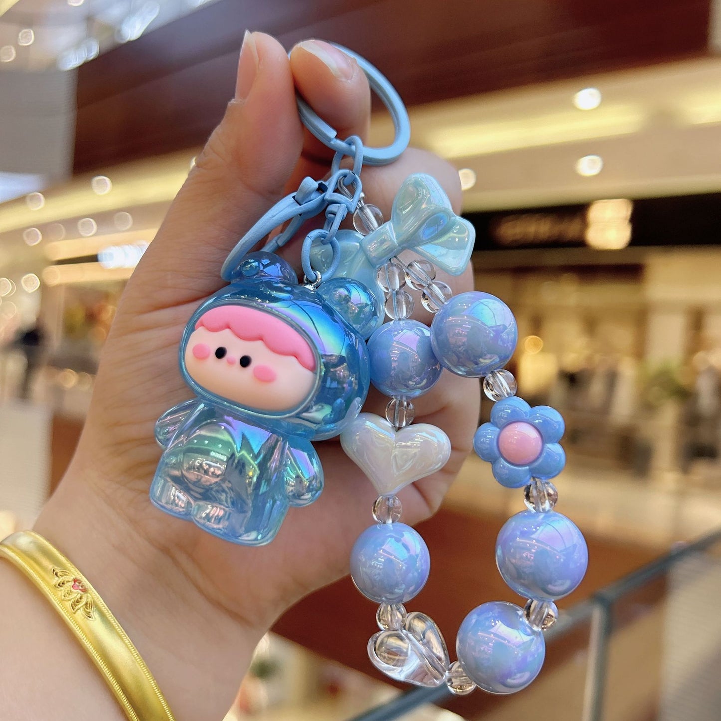 Acrylic glow-in-the-dark frog bead string keychain exquisite and cute mobile phone pendant bag pendant dly