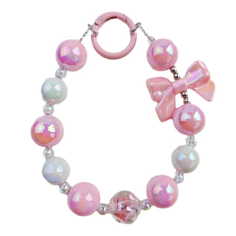 Internet celebrity fig beads electroplated bow bead string mobile phone case ornaments luggage accessories car key chain pendants