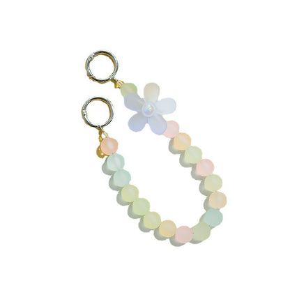 Five-petal flower transparent matte beads mobile phone chain candy beads earphone case accessories DIY water cup portable chain accessories
