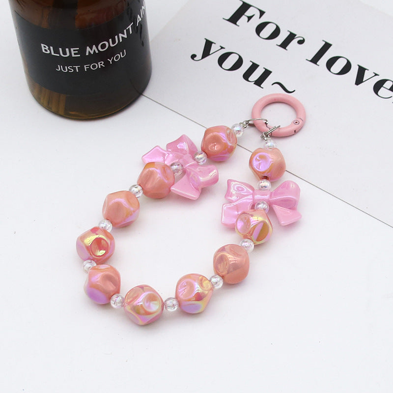 Small fresh candy color fig bead string mobile phone chain pendant headphone bag accessories DIY keychain pendant anti-loss