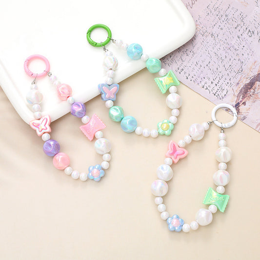 Color dopamine candy mobile phone chain pendant pendant key pendant buckle bag accessories beaded mobile phone chain anti-lost