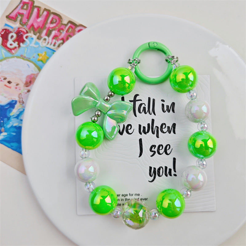 Internet celebrity fig beads electroplated bow bead string mobile phone case ornaments luggage accessories car key chain pendants
