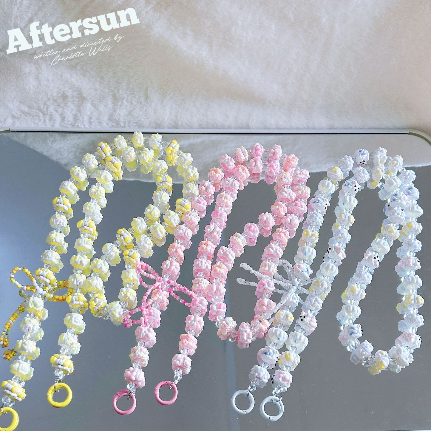 New hand-painted bead string oblique span bag chain long mobile phone chain pendant beaded mobile phone strap extension chain