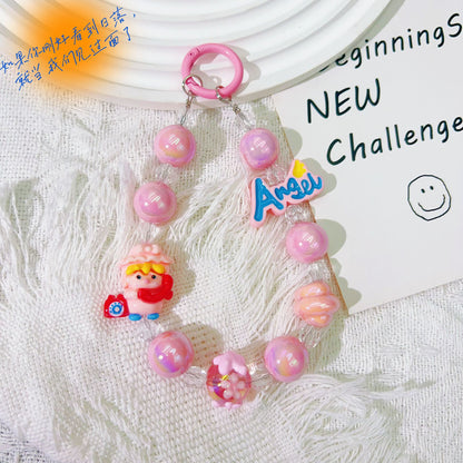 Creative letter cartoon bead string mobile phone chain hand-painted bead keychain pendant Douyin live broadcast same bag accessories