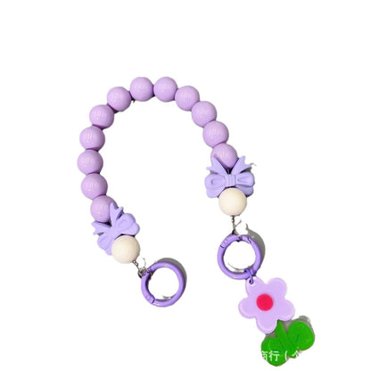 New cartoon cute acrylic flower mobile phone chain Xiaohongshu same student water cup hanging chain luggage accessories