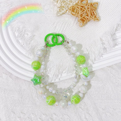 Creative tulip bead string mobile phone chain 16mm smudged pumpkin bead car key pendant small fresh crystal chain