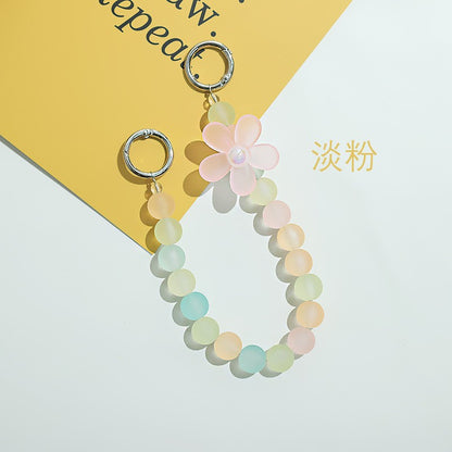 Five-petal flower transparent matte beads mobile phone chain candy beads earphone case accessories DIY water cup portable chain accessories