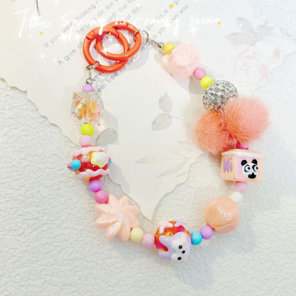 New autumn and winter hairball bead string mobile phone chain exquisite doll mobile phone hanging chain blind box hand-painted bead keychain women's accessories