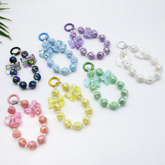 Small fresh candy color fig bead string mobile phone chain pendant headphone bag accessories DIY keychain pendant anti-loss