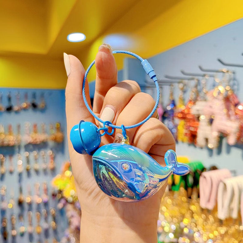 Cartoon Internet celebrity explosion electroplating color whale keychain car key chain couple bag pendant small gift