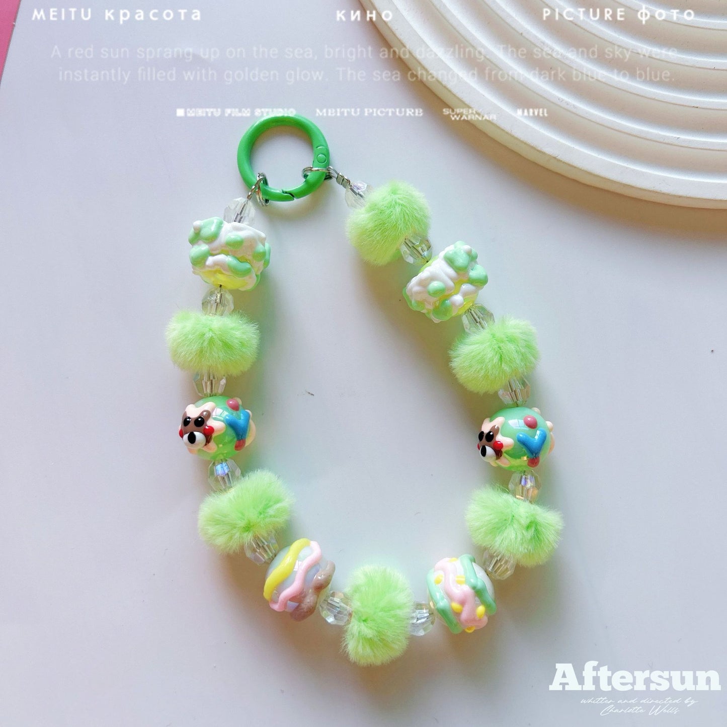 New autumn and winter hairball ring hand-painted beads, mobile phone chain beads, car keychain pendant, bag accessories, live broadcast of the same style