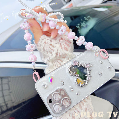 Creative cheese bead string mobile phone chain, Xiaohongshu same mobile phone case, car keychain, bag anti-loss bead string pendant