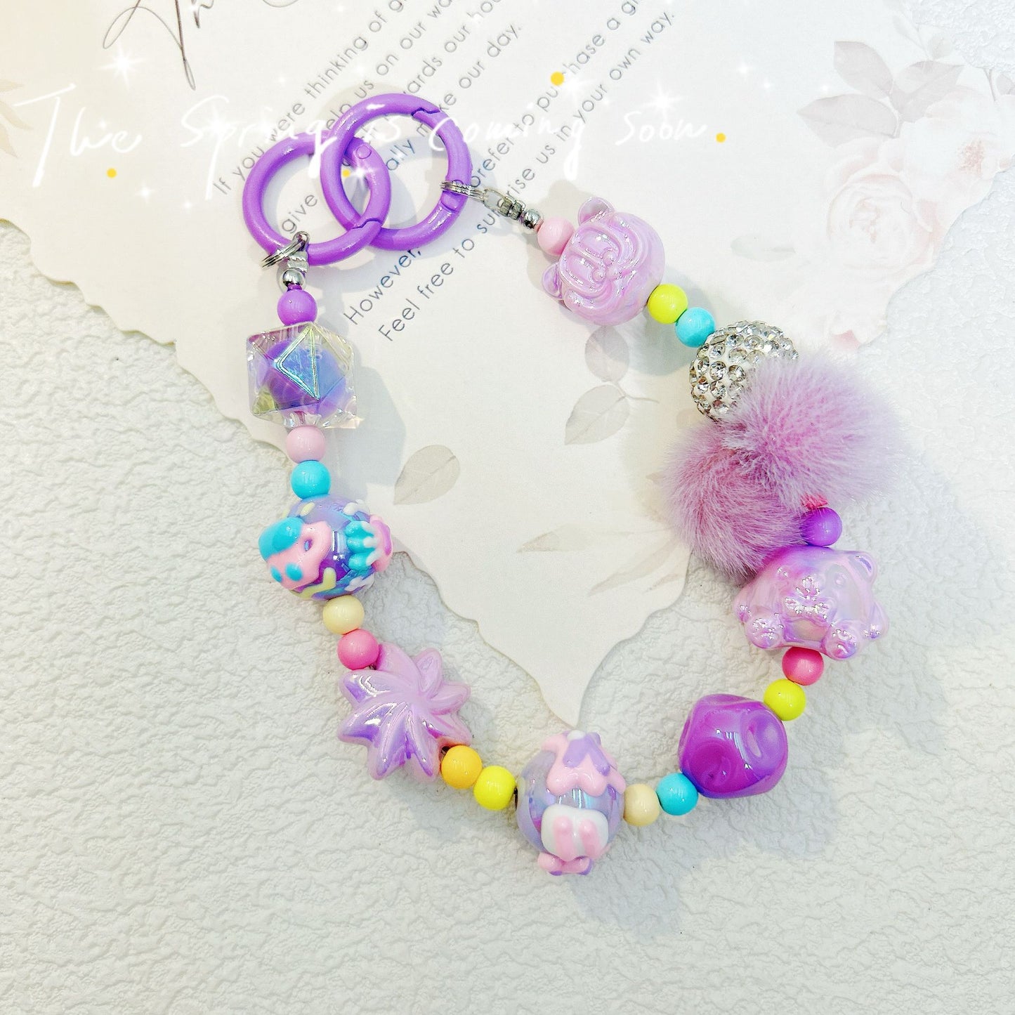 New autumn and winter hairball bead string mobile phone chain exquisite doll mobile phone hanging chain blind box hand-painted bead keychain women's accessories