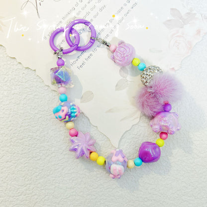New autumn and winter hairball bead string mobile phone chain exquisite doll mobile phone hanging chain blind box hand-painted bead keychain women's accessories