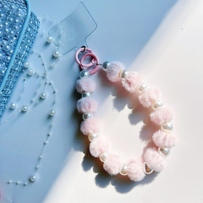 Winter new pom-pom bead string mobile phone chain high-end exquisite mobile phone case bag pendant bag extension chain jewelry