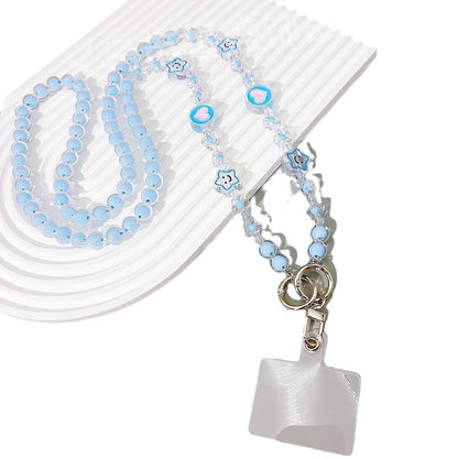 New acrylic bead in bead oblique span chain mobile phone case anti-lost rope oil dripping flower bag pendant bead string jewelry