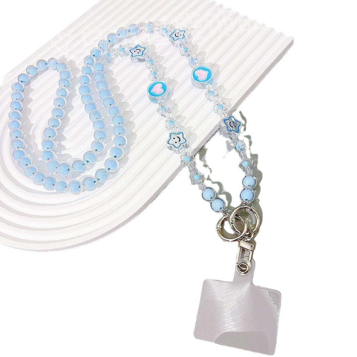 New acrylic bead in bead oblique span chain mobile phone case anti-lost rope oil dripping flower bag pendant bead string jewelry