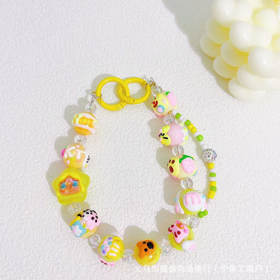 Bow hand-painted beads mobile phone chain blind box same bead string chain bag car keychain pendant clothing accessories