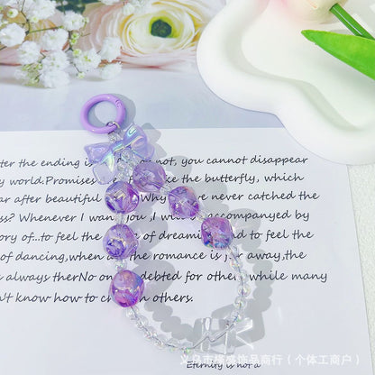 New high-transparency fig mobile phone chain pendant, candy-colored bead string key, earphone bag pendant, creative couple accessories.