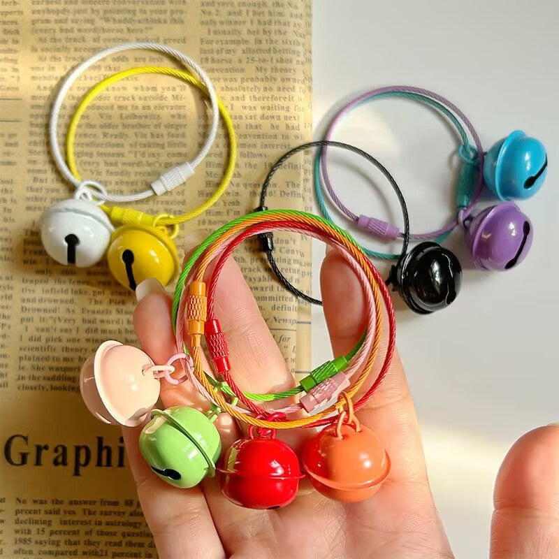 Color paint wire rope keychain 22mm bell, key ring DIY handmade accessories creative small gifts