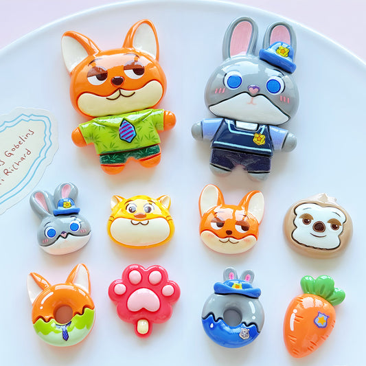 Resin cartoon animal city rabbit fox DIY jewelry accessories hair accessories mobile phone case cream glue hole shoe accessories